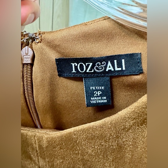 ROZ & ALI Women's Sleeveless Fit And Flare Faux Suede Dress - Picture 4 of 9